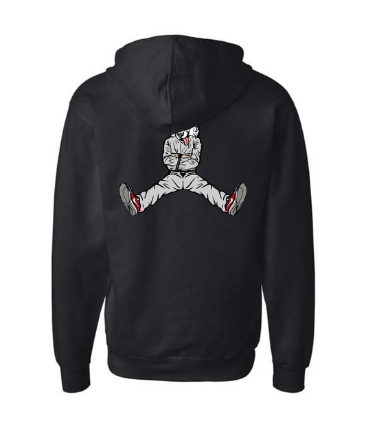 CrazyTrainApparel - STRAITJACKET - WHITE WOLF - Black Zip Up Hoodie
