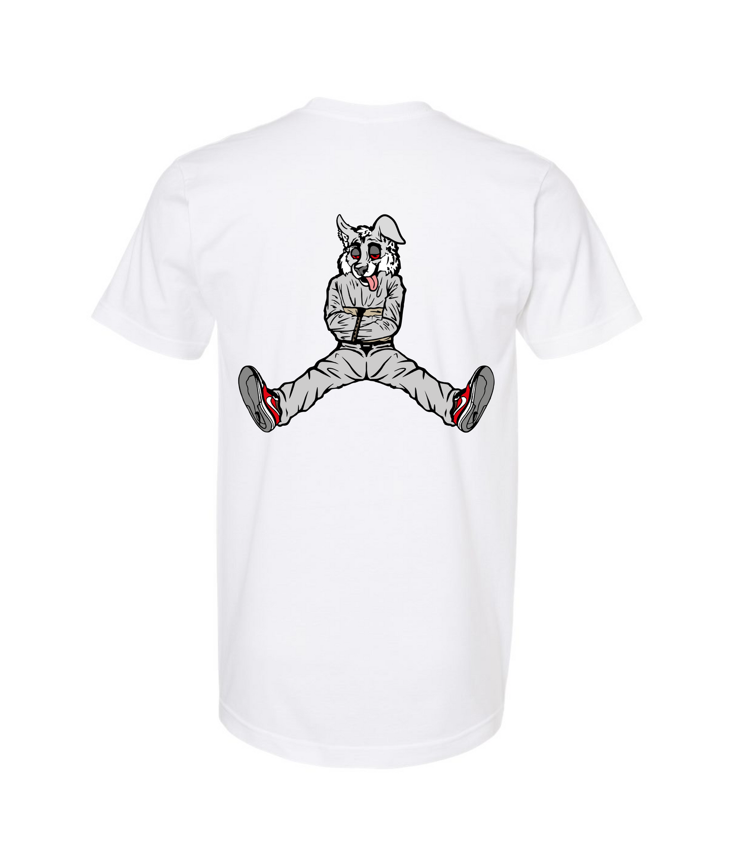 CrazyTrainApparel - STRAITJACKET - WHITE WOLF - White T Shirt