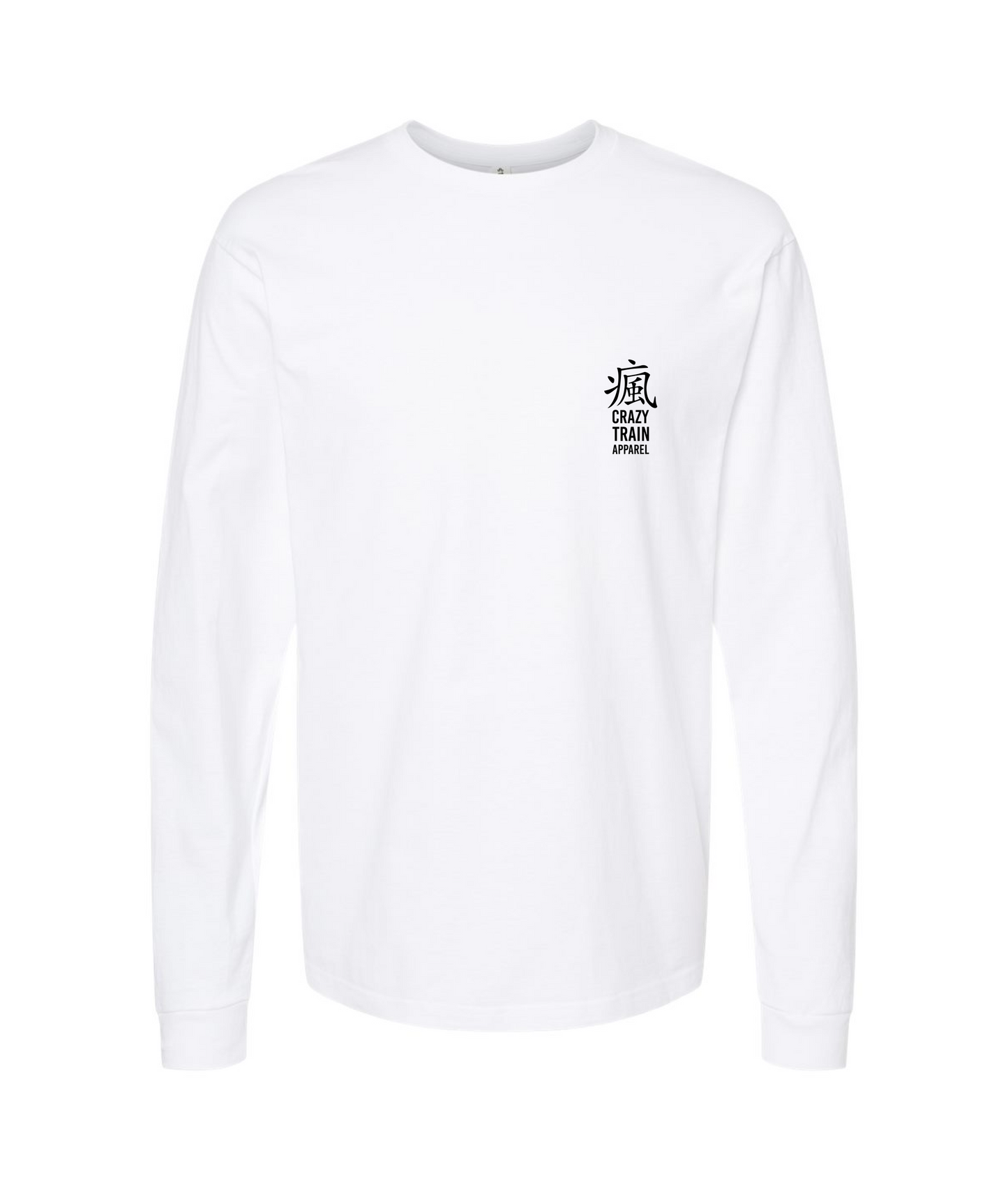 CrazyTrainApparel - STRAITJACKET - WHITE WOLF - White Long Sleeve T