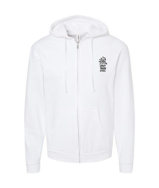 CrazyTrainApparel - STRAITJACKET - WHITE WOLF - White Zip Up Hoodie