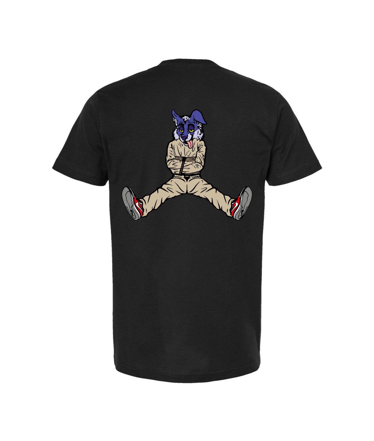 CrazyTrainApparel - STRAITJACKET -PURPLE WOLF - Black T-Shirt