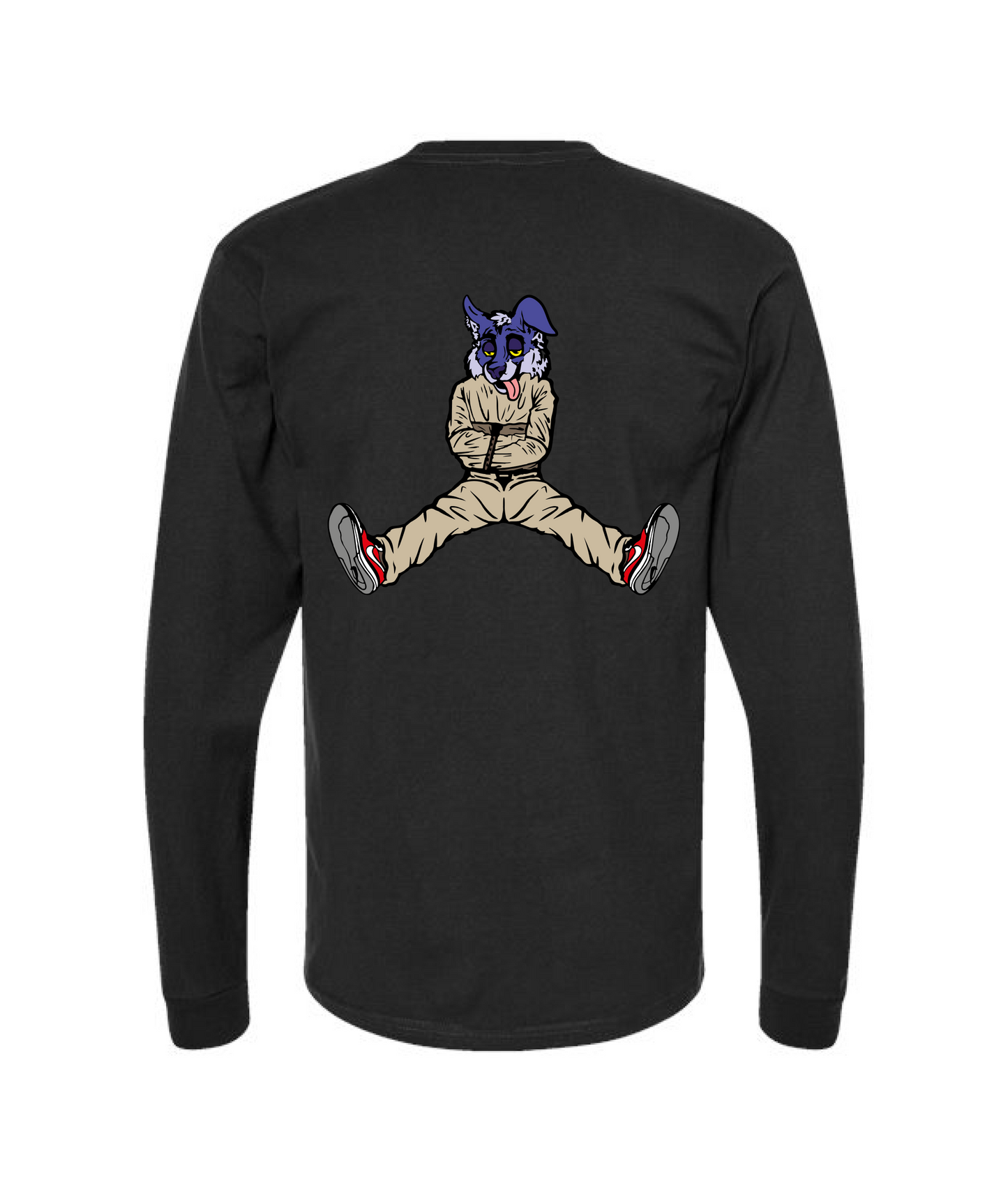 CrazyTrainApparel - STRAITJACKET -PURPLE WOLF - Black Long Sleeve T