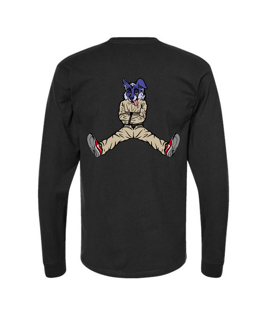 CrazyTrainApparel - STRAITJACKET -PURPLE WOLF - Black Long Sleeve T
