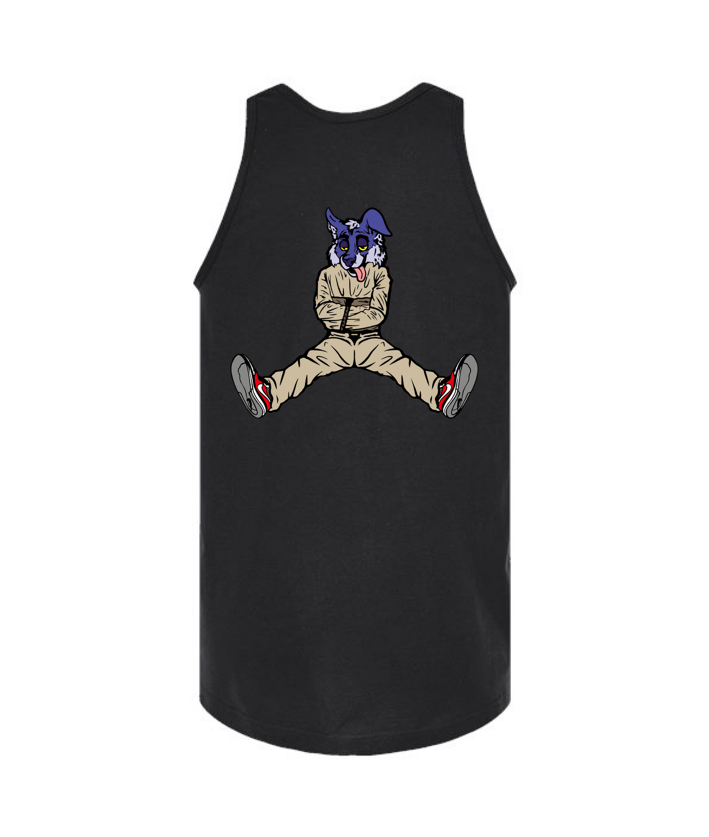 CrazyTrainApparel - STRAITJACKET -PURPLE WOLF - Black Tank Top
