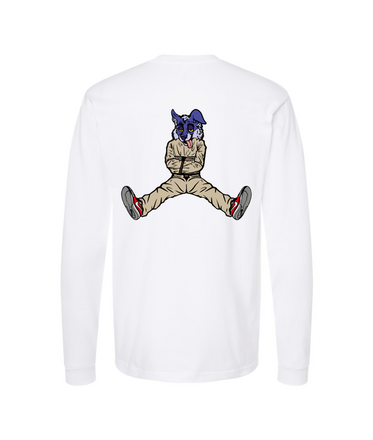 CrazyTrainApparel - STRAITJACKET --PURPLE WOLF - White Long Sleeve T