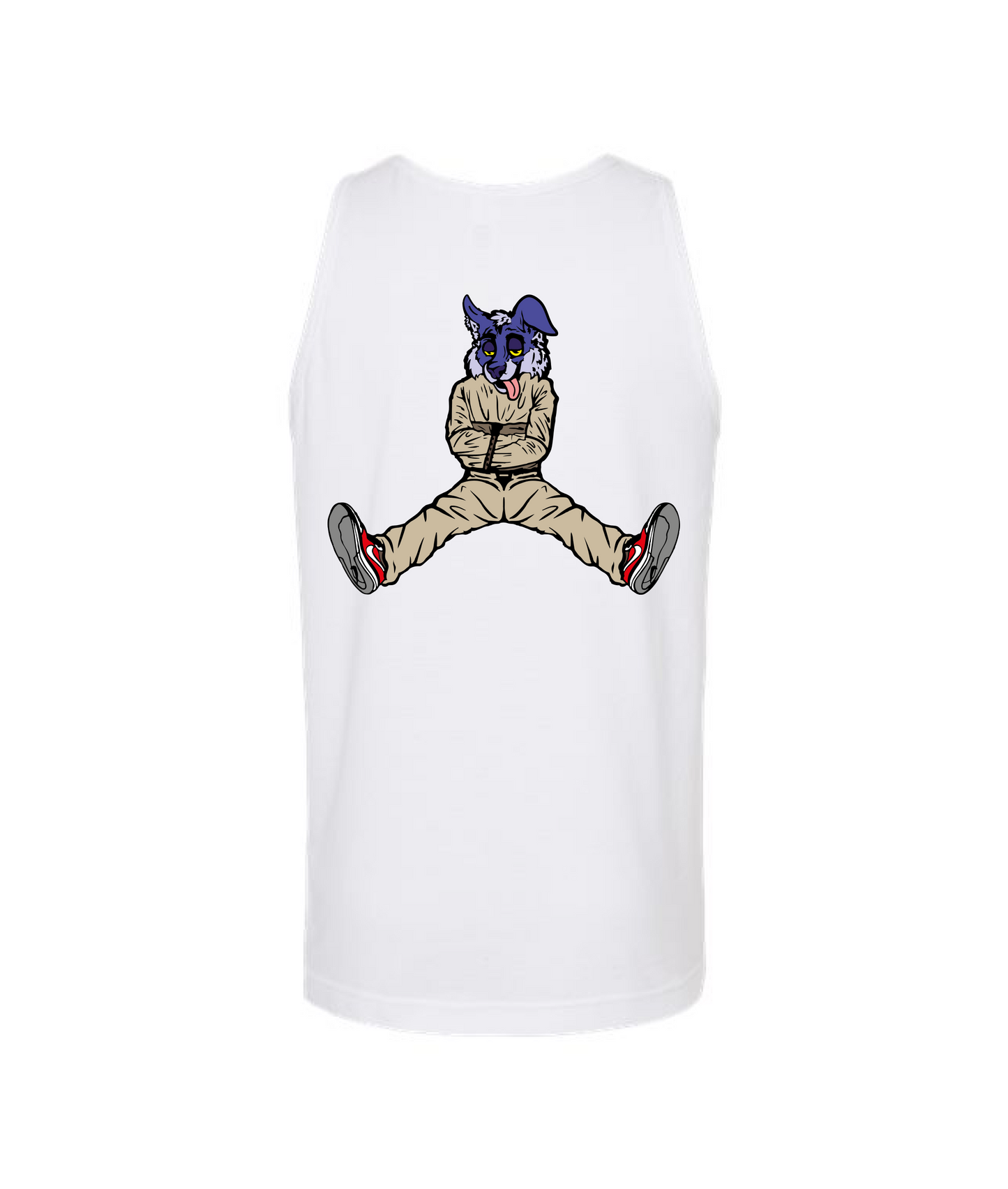 CrazyTrainApparel - STRAITJACKET --PURPLE WOLF - White Tank Top