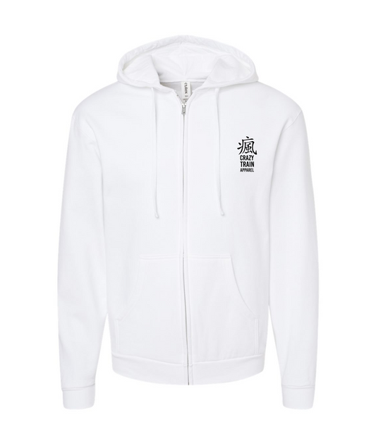 CrazyTrainApparel - STRAITJACKET --PURPLE WOLF - White Zip Up Hoodie