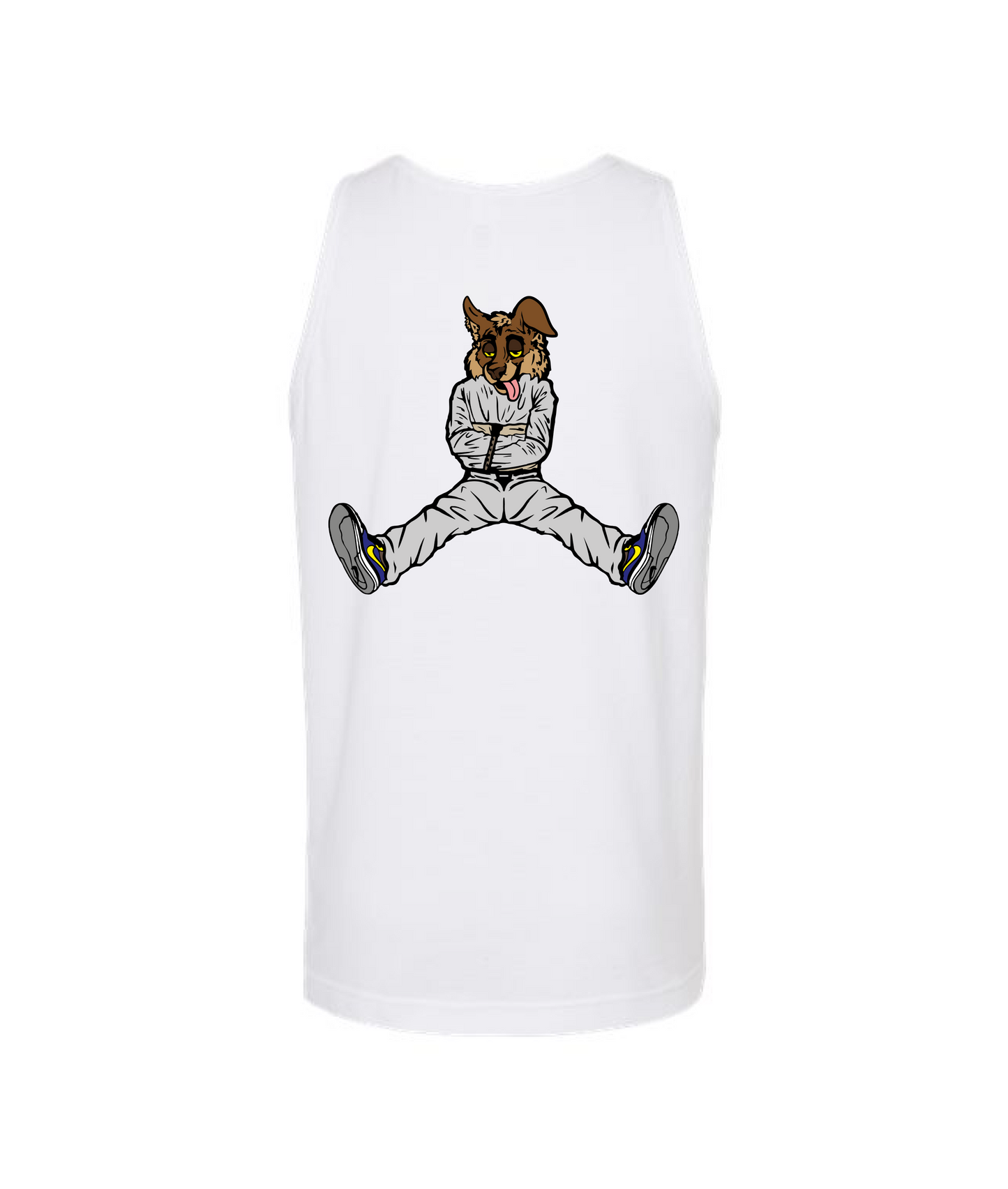 CrazyTrainApparel - STRAITJACKET - BROWN WOLF - White Tank Top