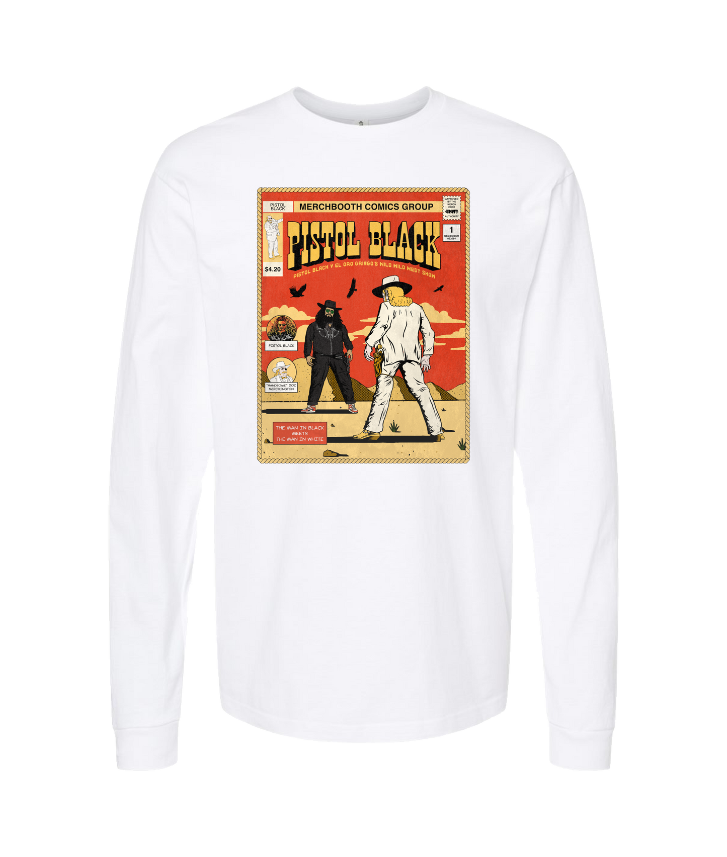 Pistol Black - Merchbooth Comics Group - White Long Sleeve T