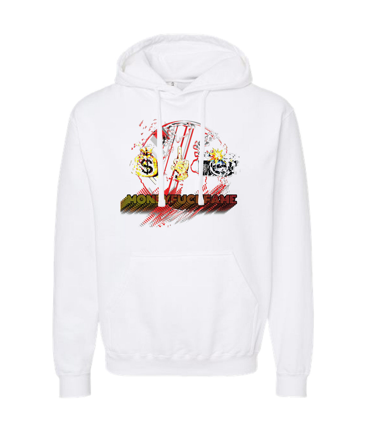 V-D2XTOP - MONEYFUCKFAME - White Hoodie