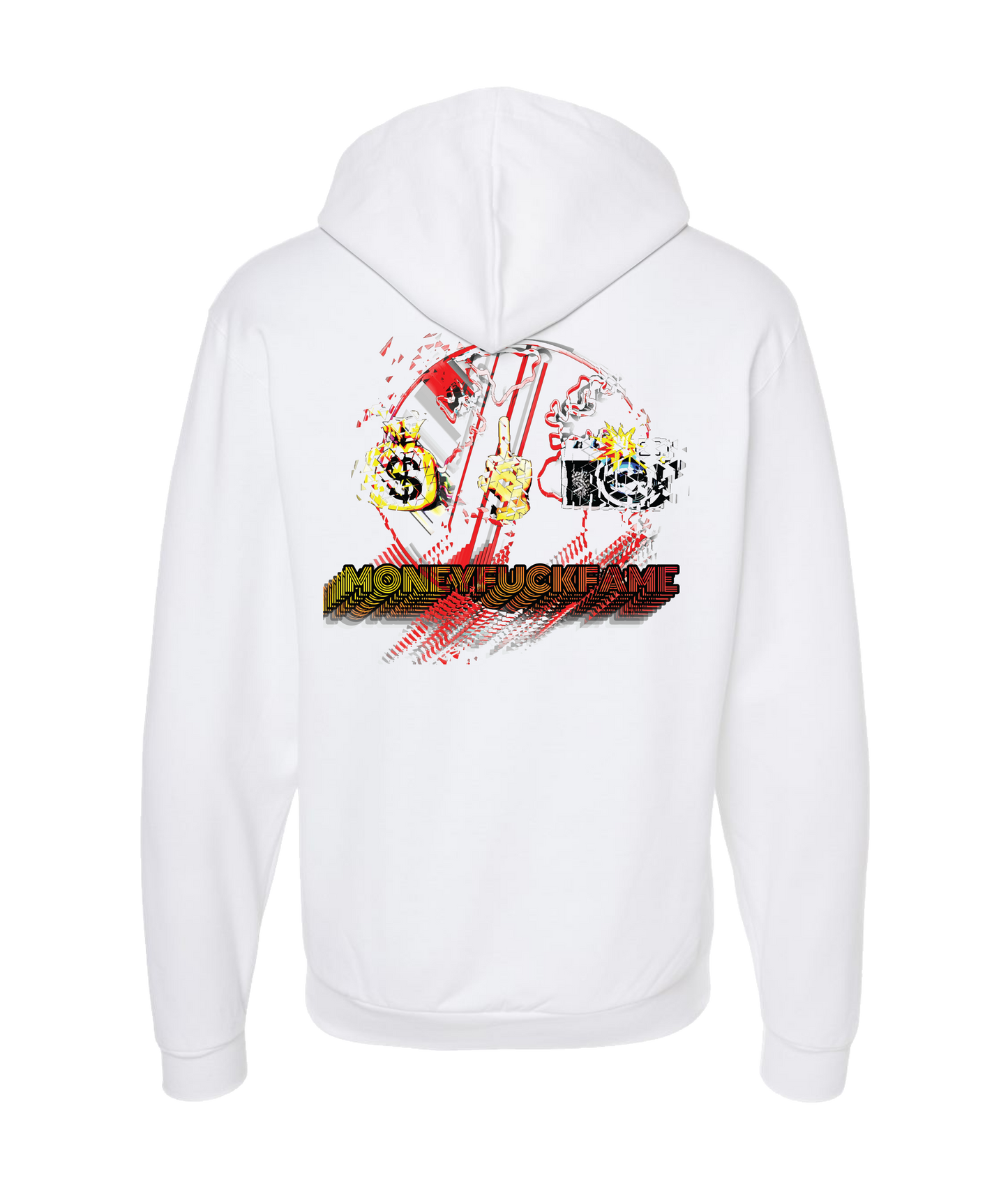 Debo2x - MONEYFUCKFAME - White Zip Up Hoodie