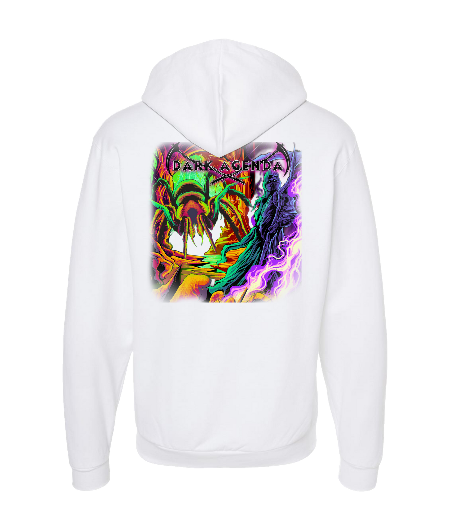 Dark Agenda - Colored Spider - White Zip Up Hoodie