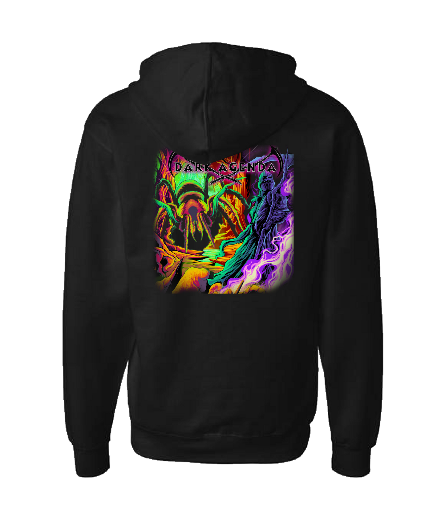 Dark Agenda - Colored Spider - Black Zip Up Hoodie
