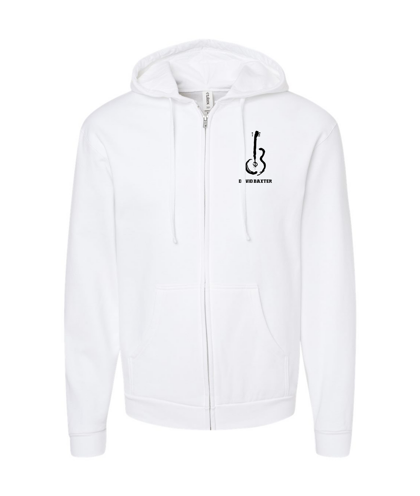David Wayne Baxter - Guitar Logo - White Zip Hoodie