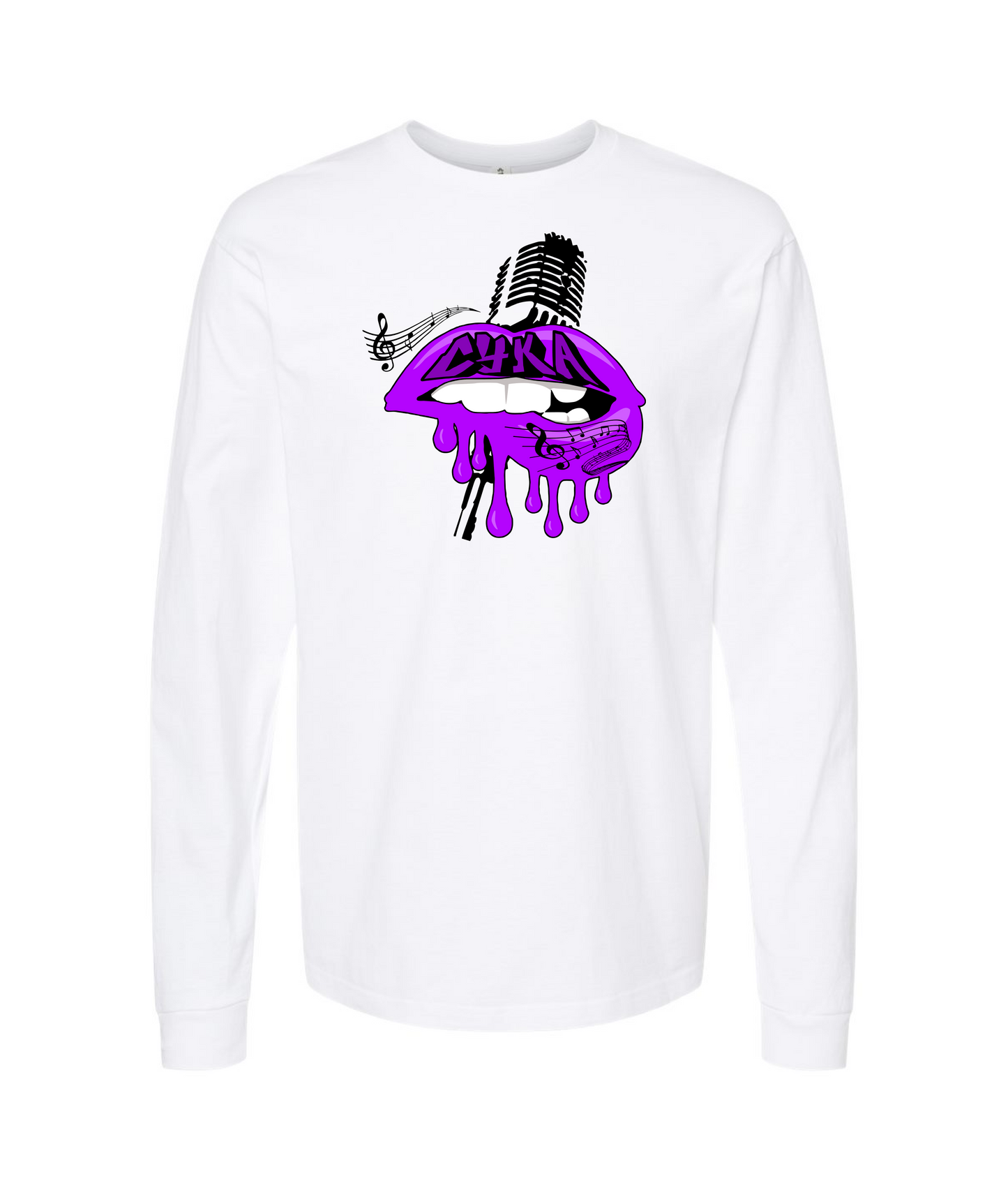 DJ Cyka - Purple Lips - White Long Sleeve T