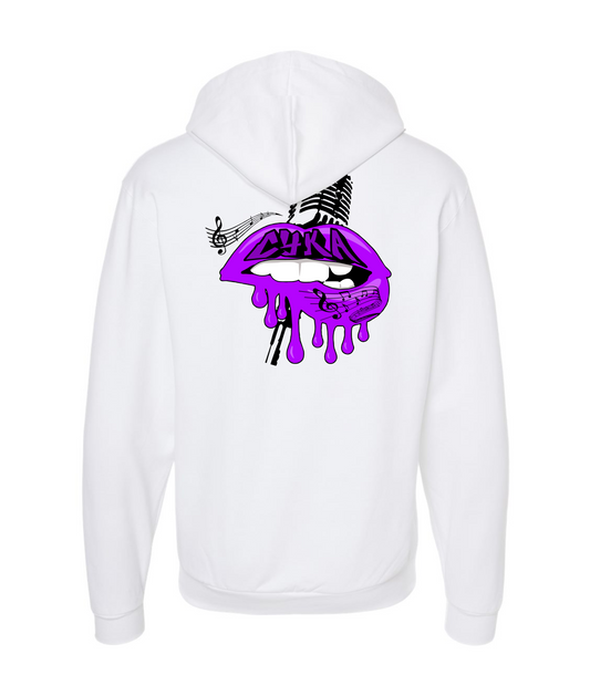 DJ Cyka - Purple Lips - White Zip Hoodie