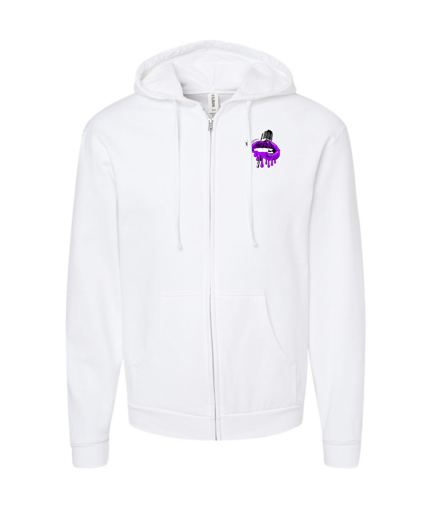 DJ Cyka - Purple Lips - White Zip Hoodie