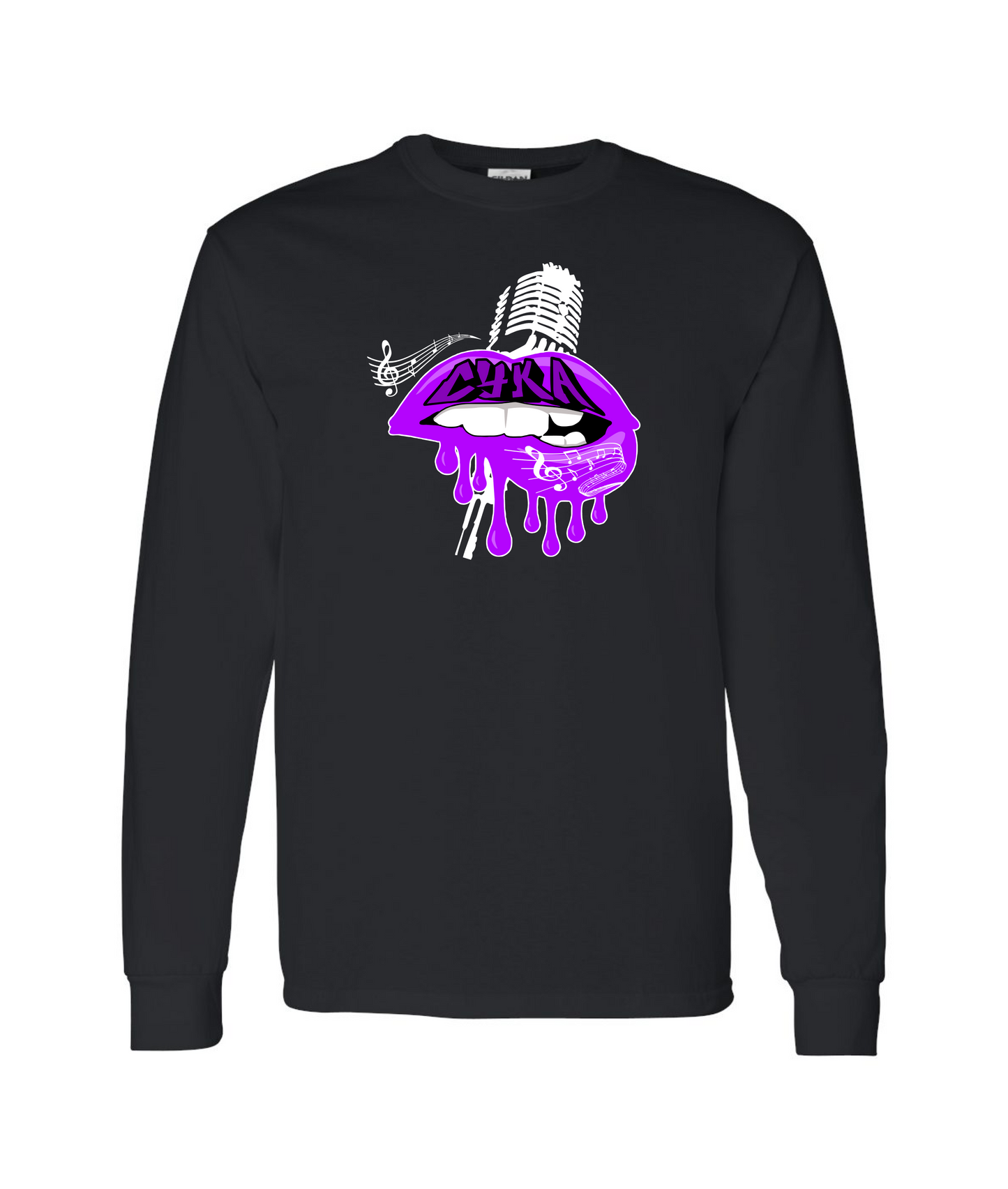 DJ Cyka - Purple Lips - Black Long Sleeve T