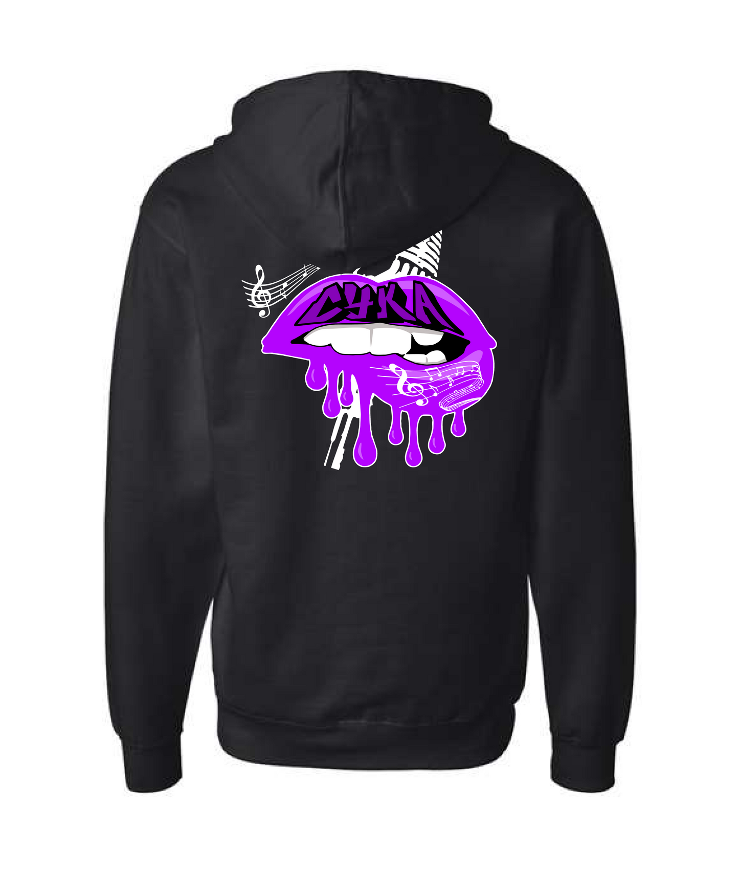 DJ Cyka - Purple Lips - Black Zip Hoodie