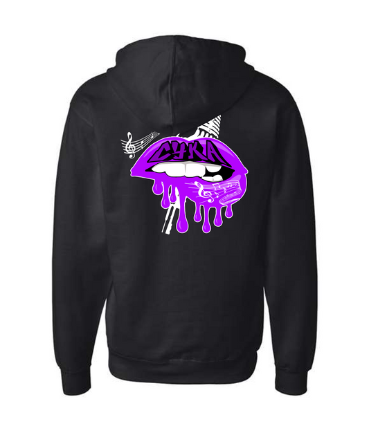 DJ Cyka - Purple Lips - Black Zip Hoodie
