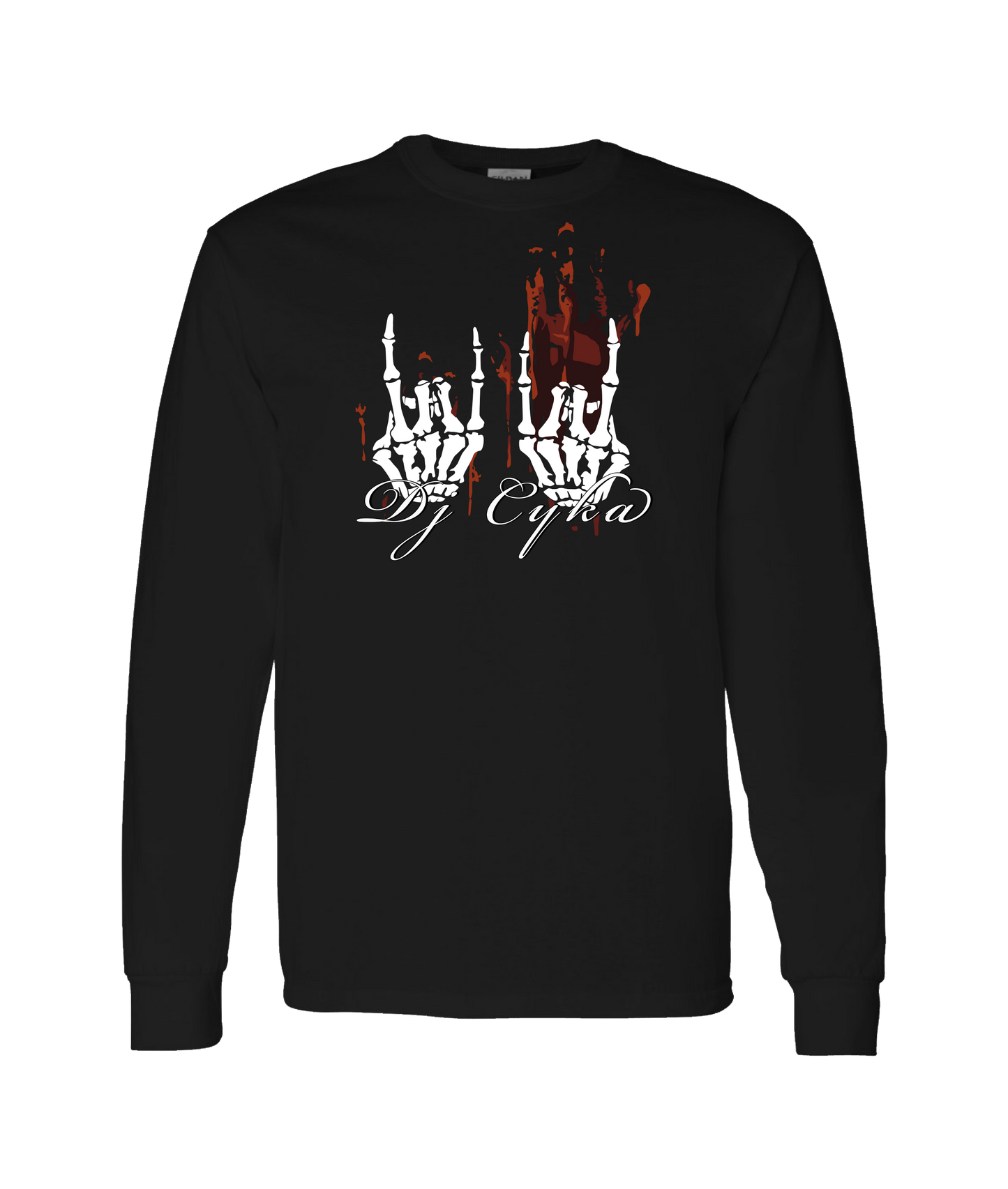 DJ Cyka - Skeleton Horns - Black Long Sleeve T