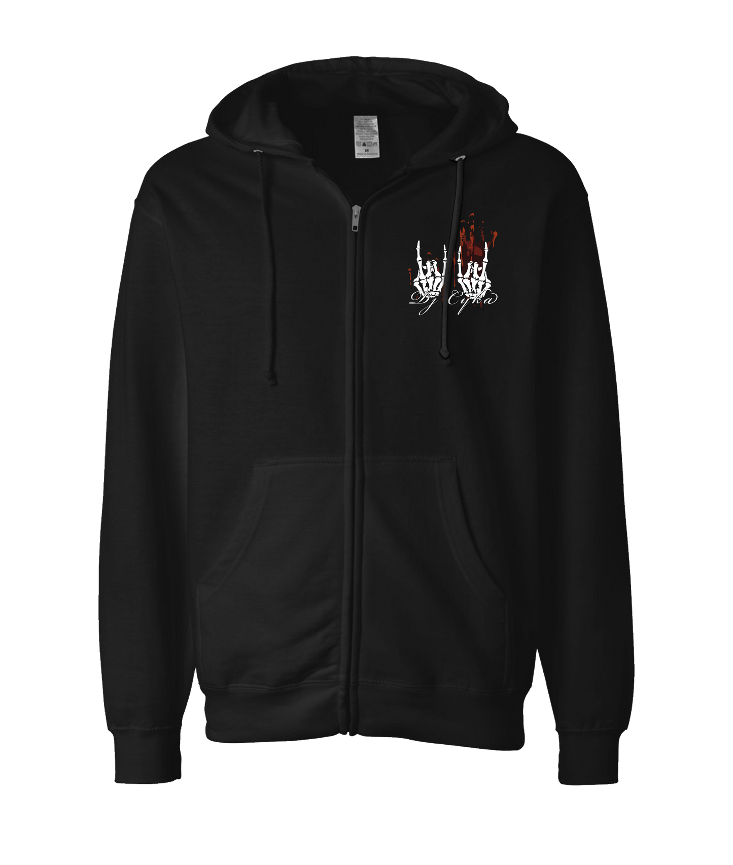 DJ Cyka - Skeleton Horns - Black Zip Hoodie