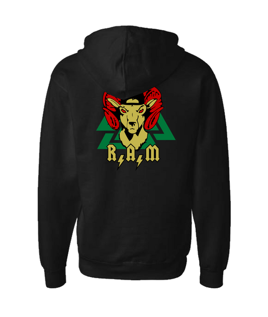 DJ R.A.M - Logo Green - Black Zip Up Hoodie