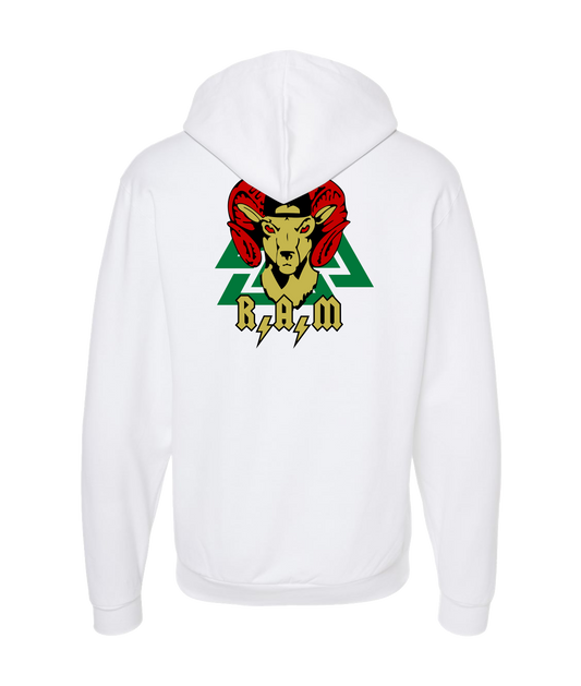 DJ R.A.M - Logo Green - White Zip Up Hoodie