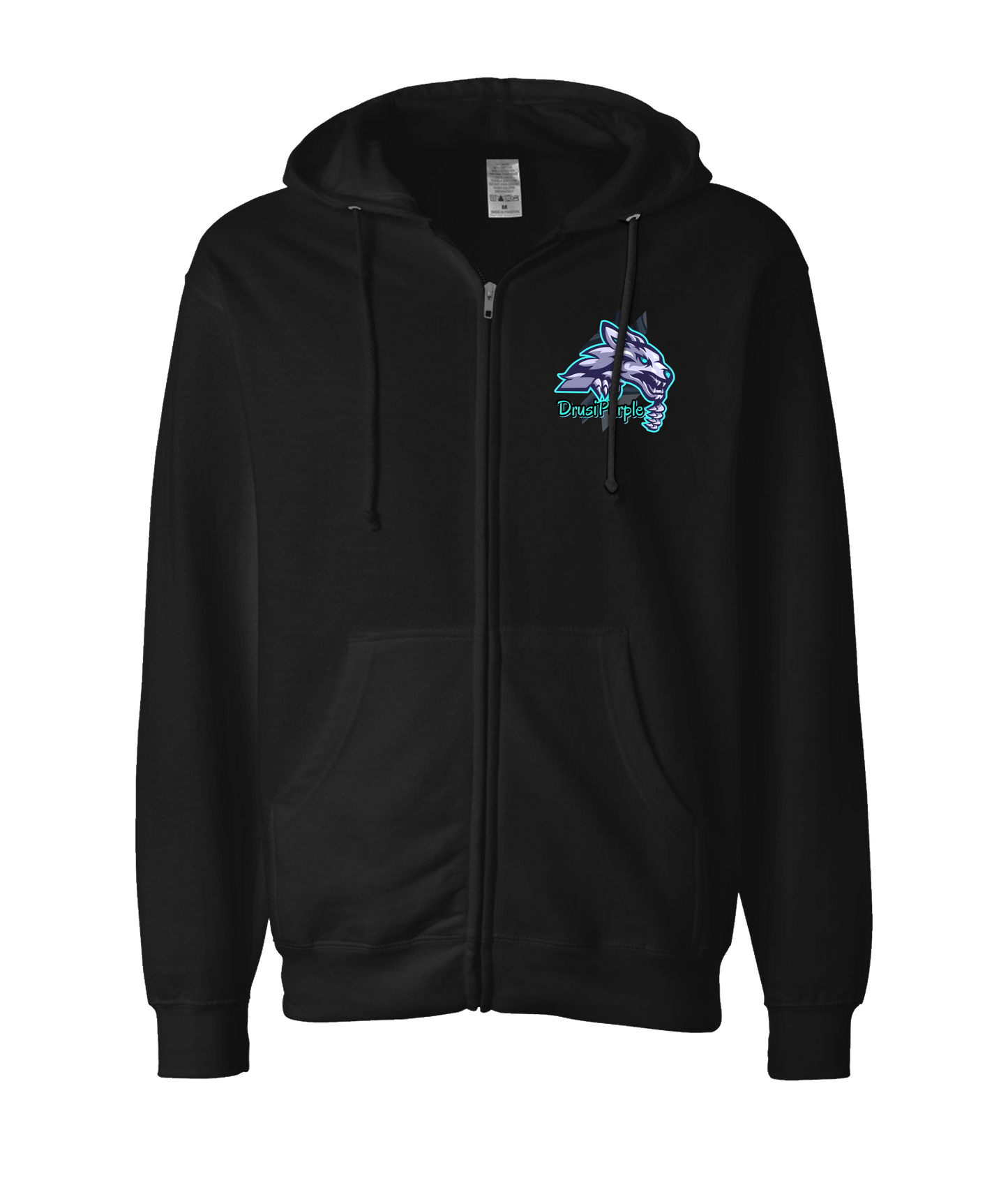 DrusiPurple - Logo 1 - Black Zip Up Hoodie