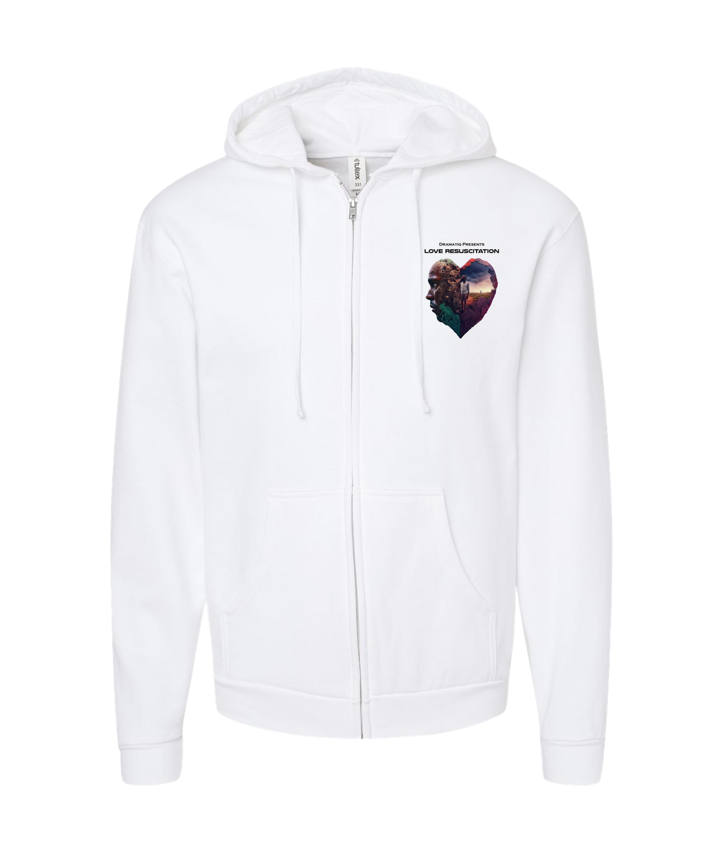 Dramatiq - LOVE RESUSCITATION LOGO 1 - White Zip Up Hoodie