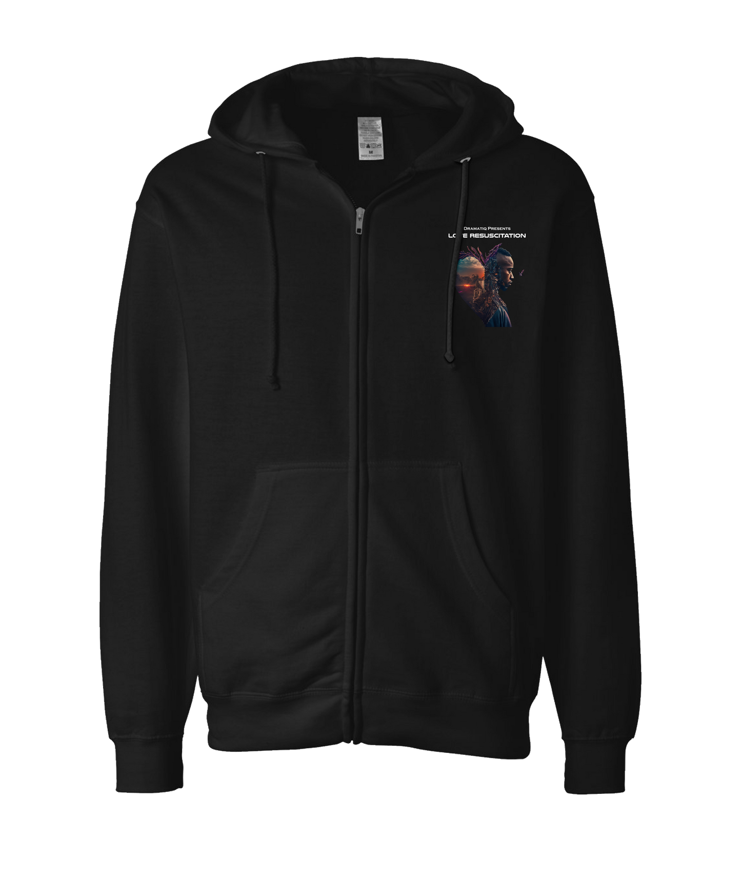 Dramatiq - LOVE RESUSCITATION LOGO 2 - Black Zip Up Hoodie