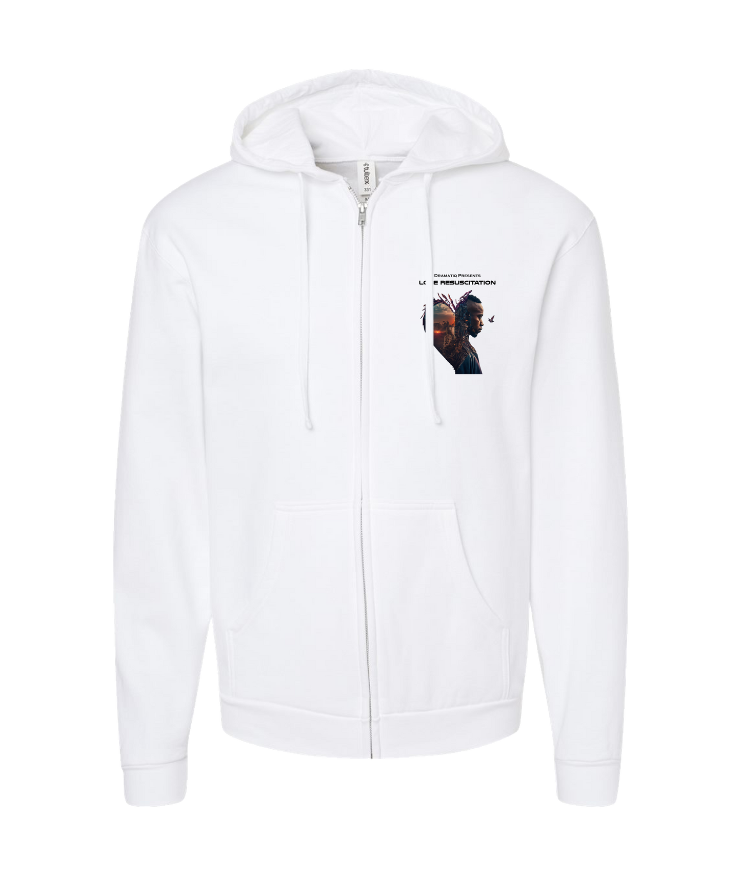 Dramatiq - LOVE RESUSCITATION LOGO 2 - White Zip Up Hoodie