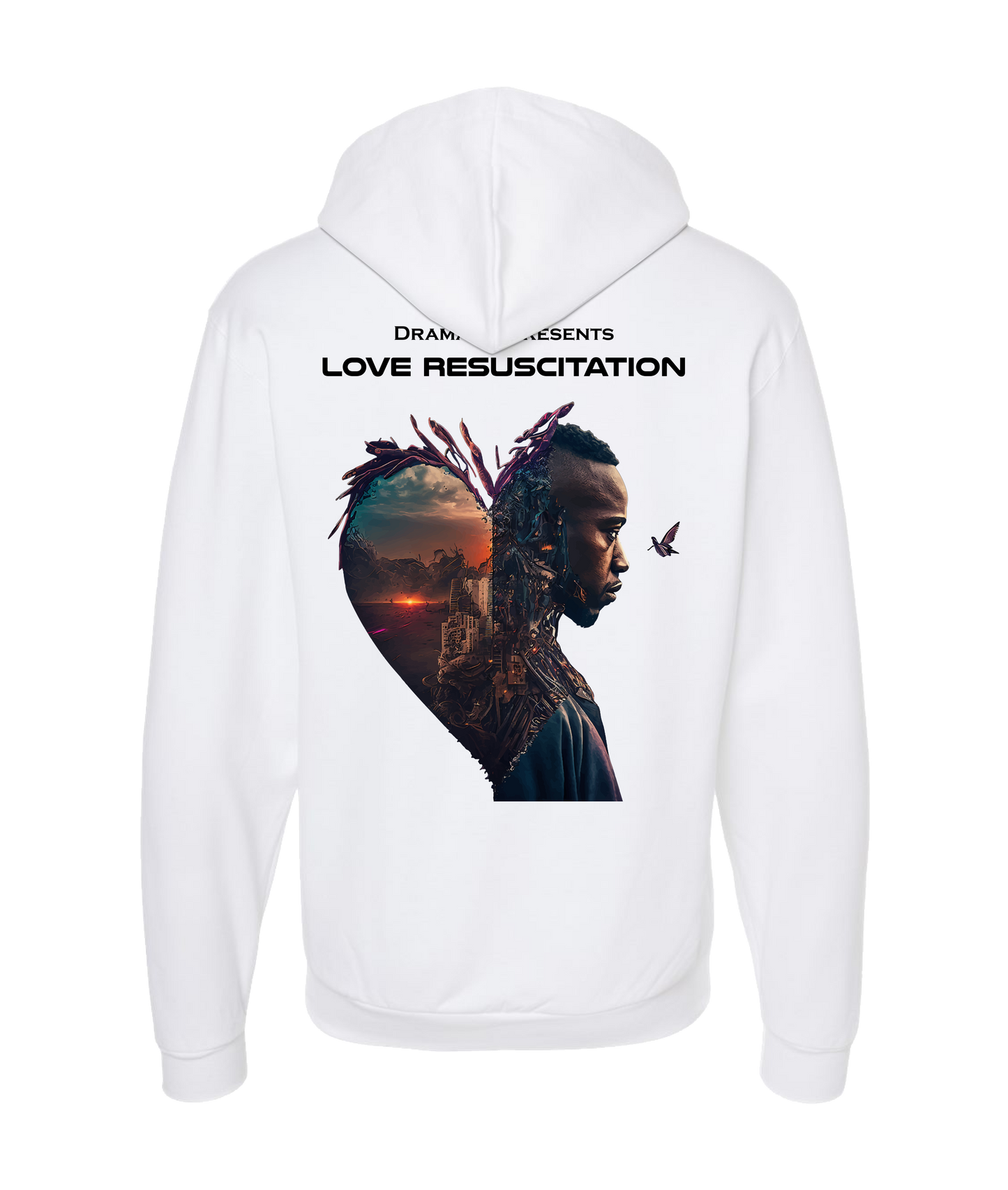 Dramatiq - LOVE RESUSCITATION LOGO 2 - White Zip Up Hoodie