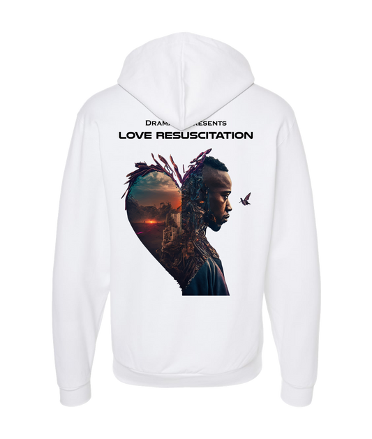 Dramatiq - LOVE RESUSCITATION LOGO 2 - White Zip Up Hoodie