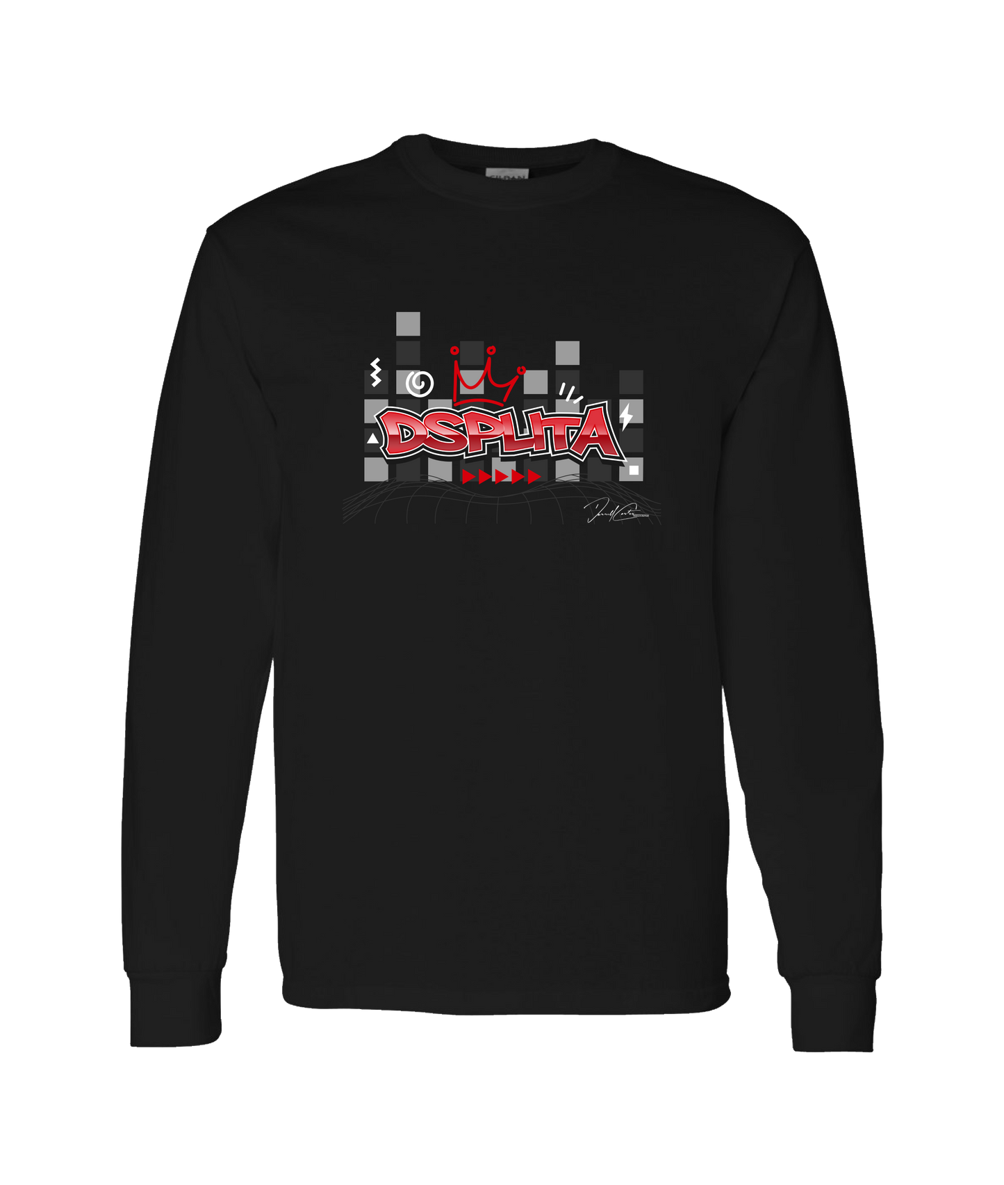 Dsplita - Checkers - Black Long Sleeve T