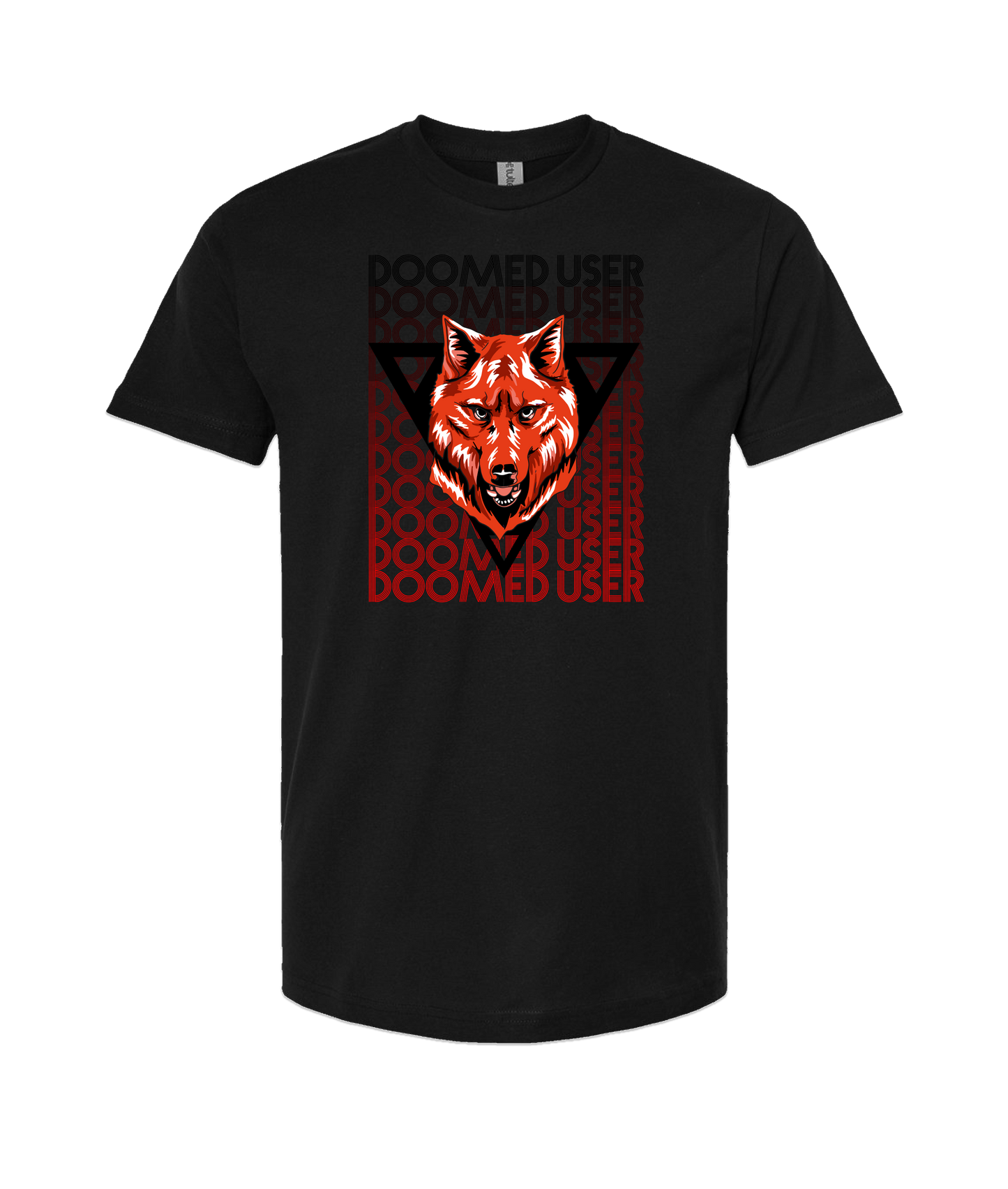 Doomed User - Wolf Red - Black T Shirt
