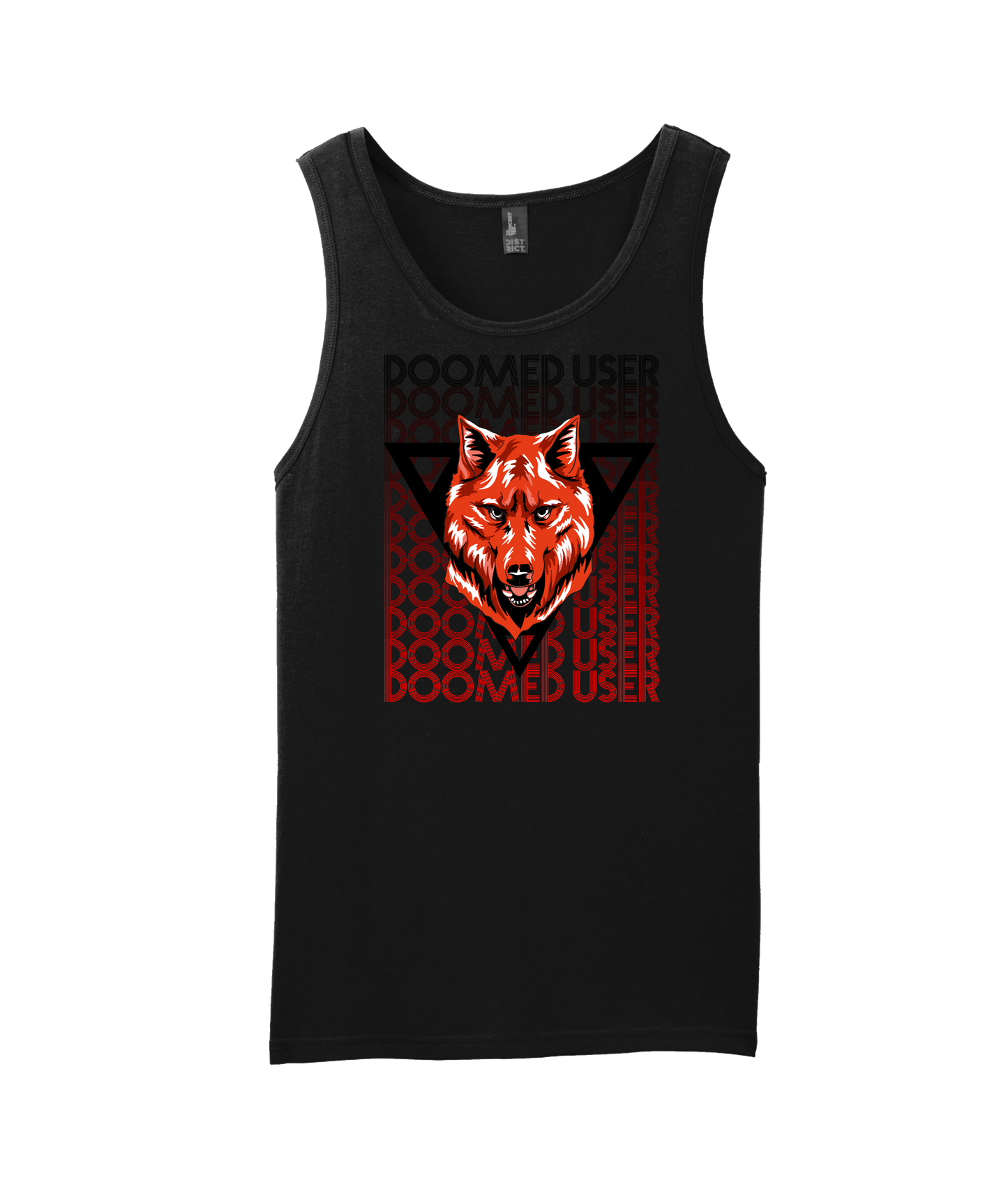 Doomed User - Wolf Red - Black Tank Top