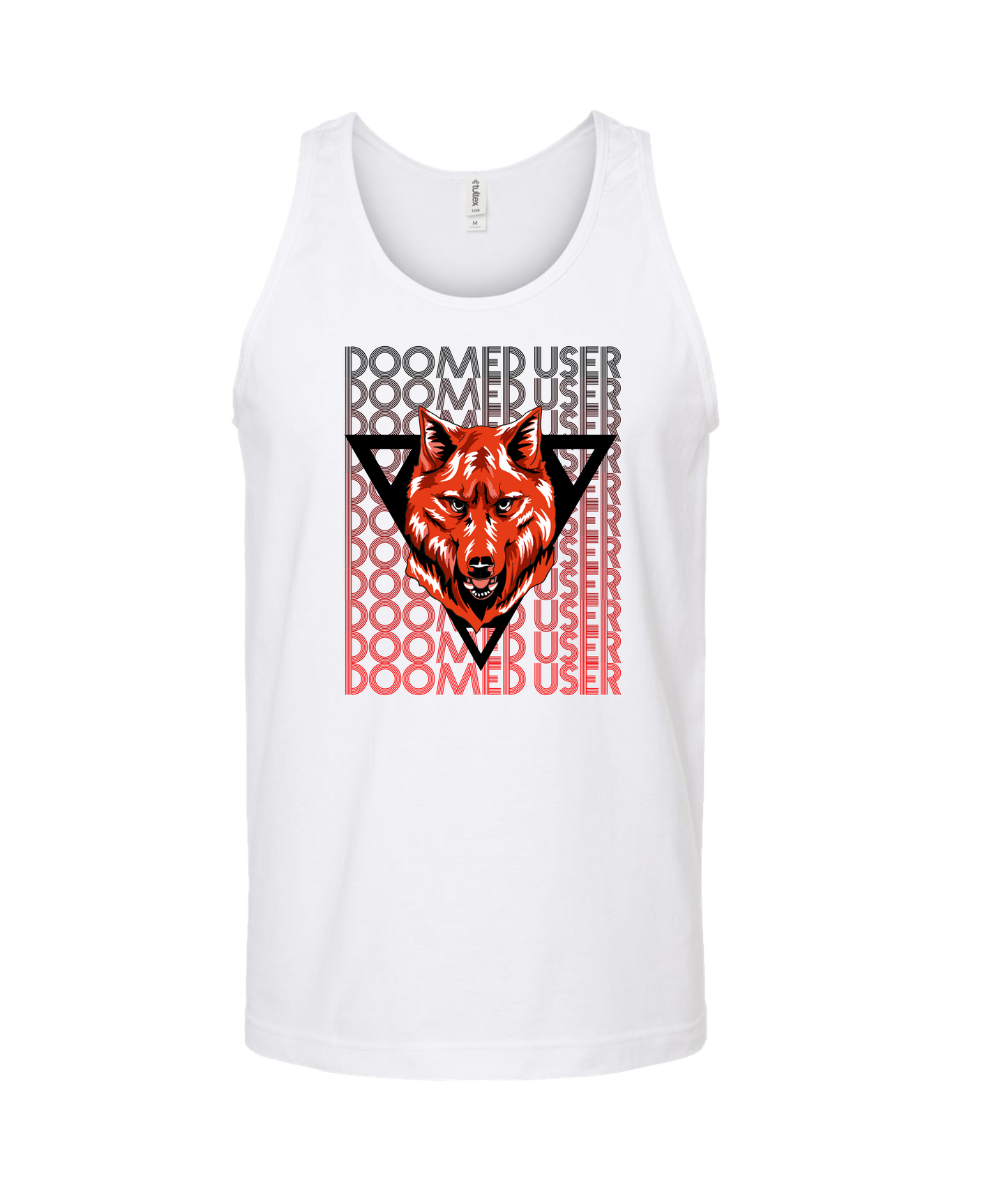 Doomed User - Wolf Red - White Tank Top