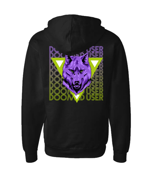 Doomed User - Wolf Purple - Black Zip Up Hoodie