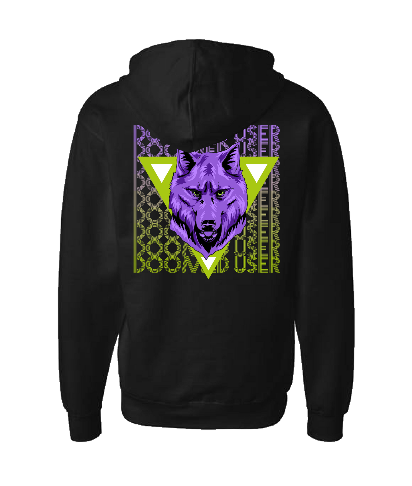 Doomed User - Wolf Purple - Black Zip Up Hoodie