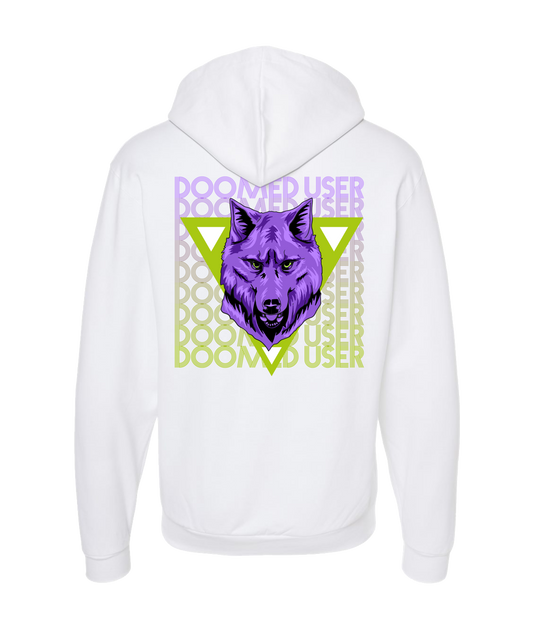 Doomed User - Wolf Purple - White Zip Up Hoodie
