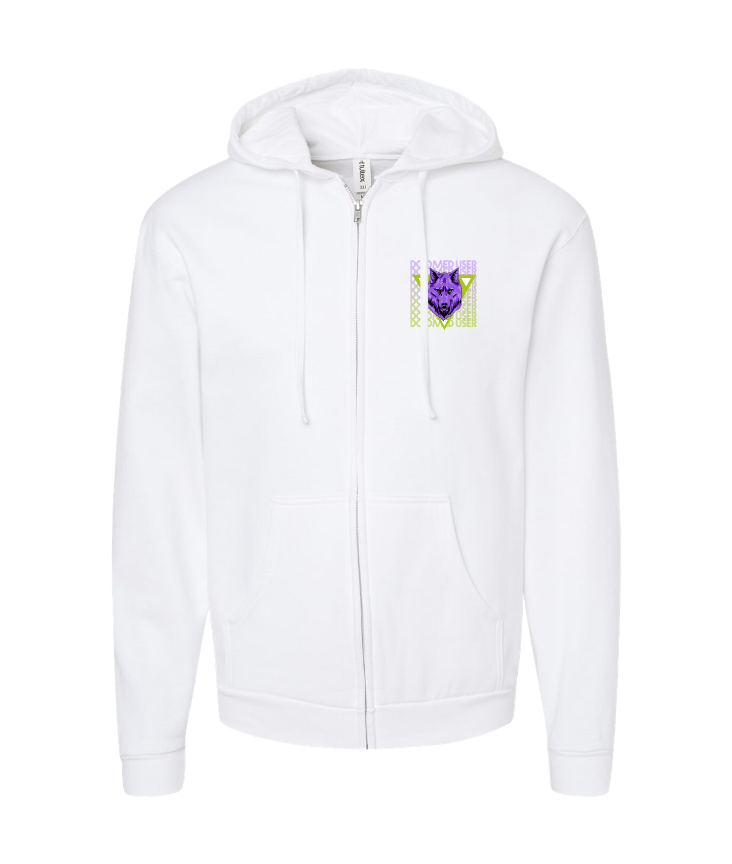 Doomed User - Wolf Purple - White Zip Up Hoodie