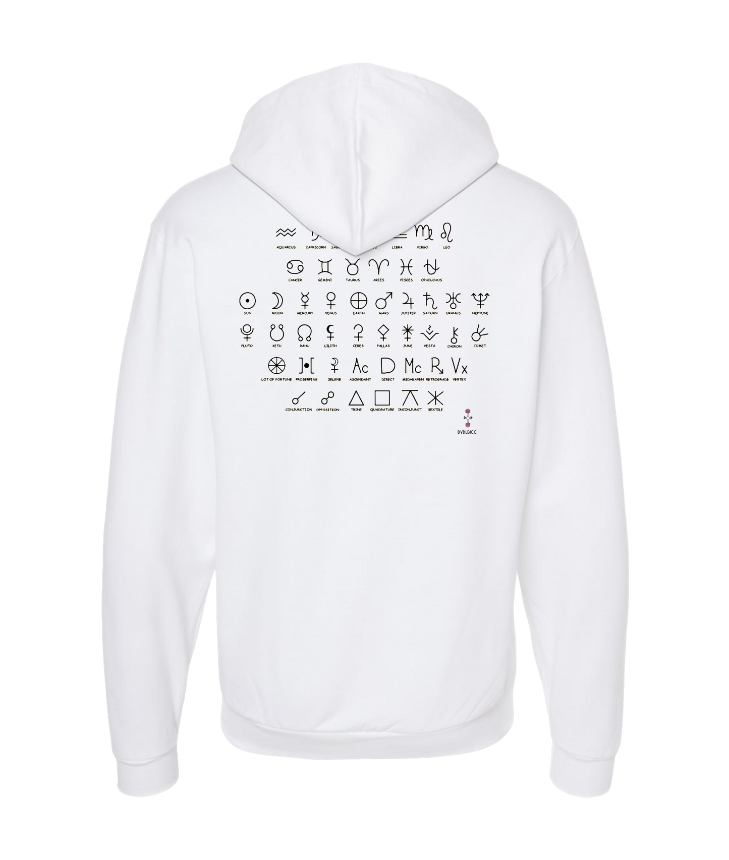 Da Vibe Shop - SYMBOLS - White Zip Up Hoodie