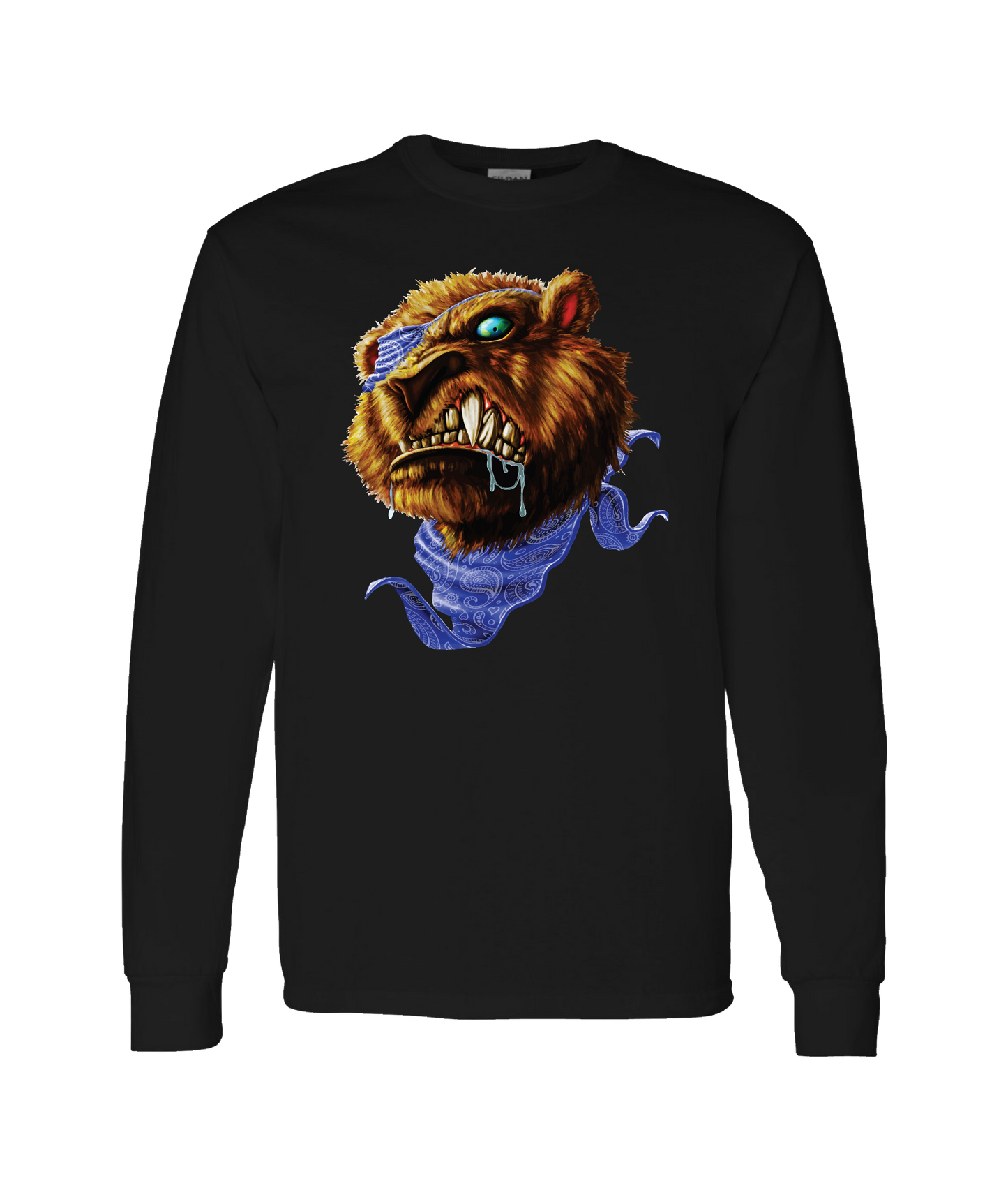 Eighty Gee - Blue Bandana - Black Long Sleeve T