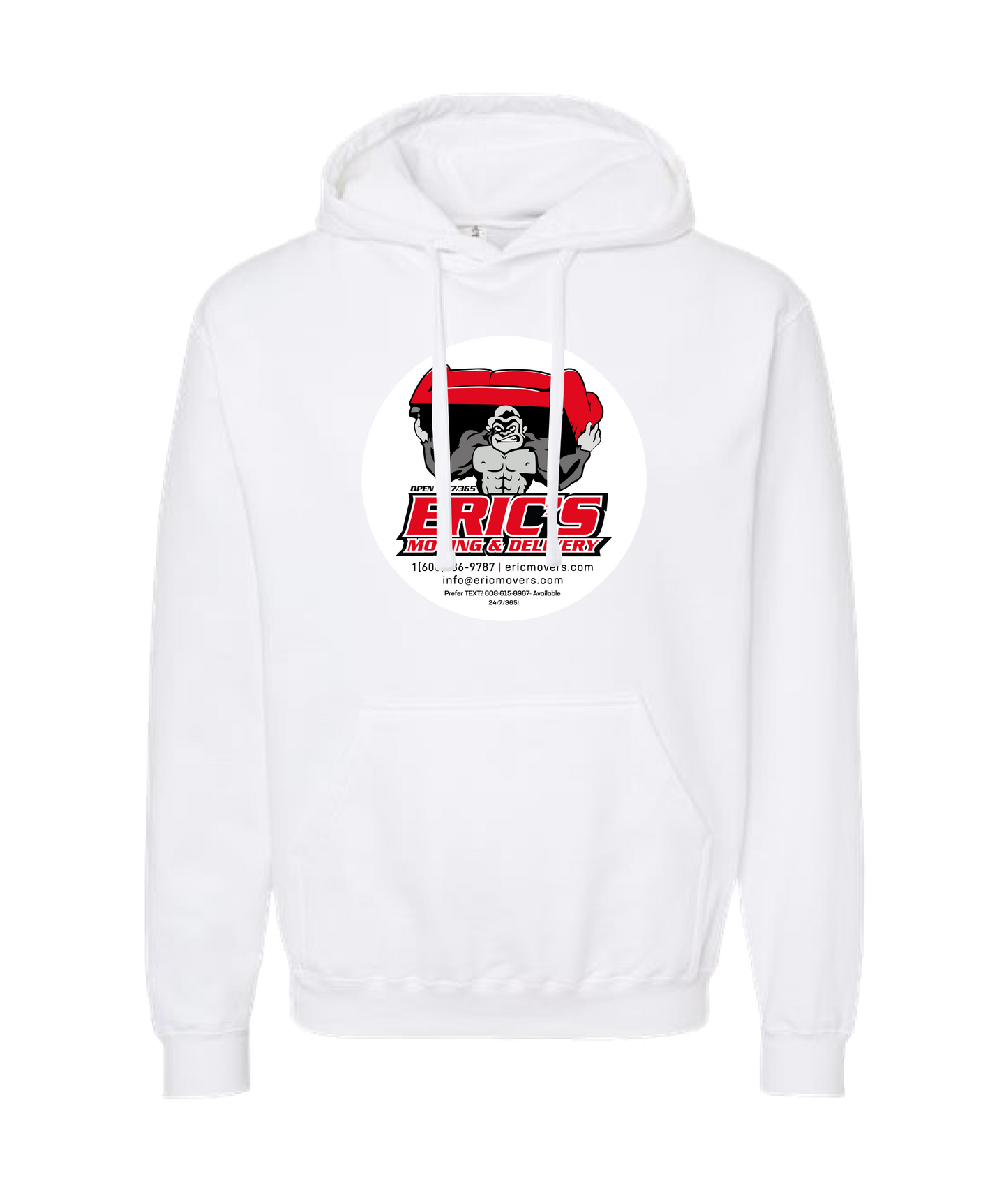Eric's Movers - Couch Lift - White Hoodie