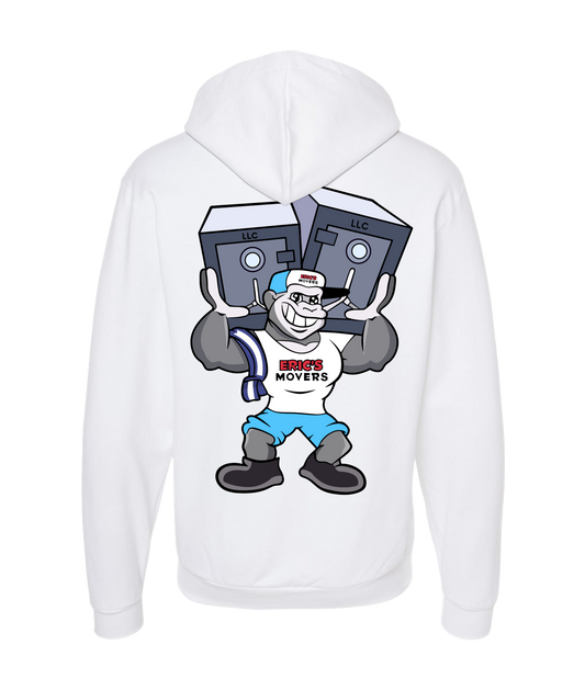 Eric's Movers - Double Armed - White Zip Up Hoodie