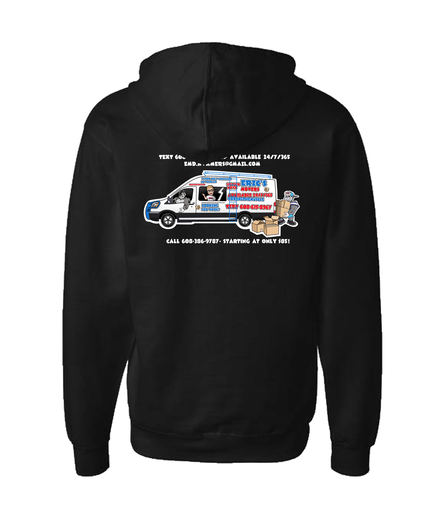 Eric's Movers - Moving Van - Black Zip Up Hoodie