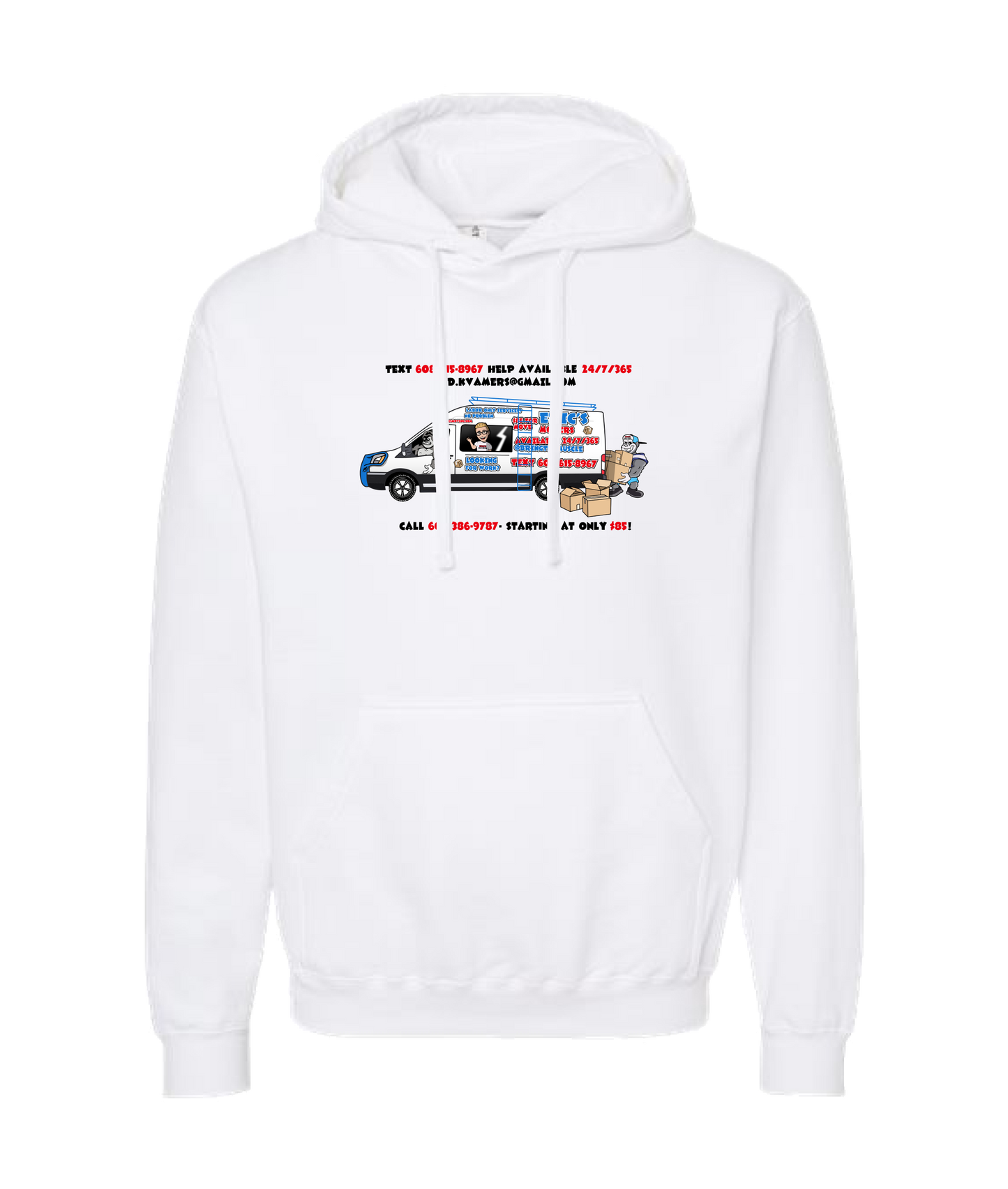 Eric's Movers - Moving Van - White Hoodie