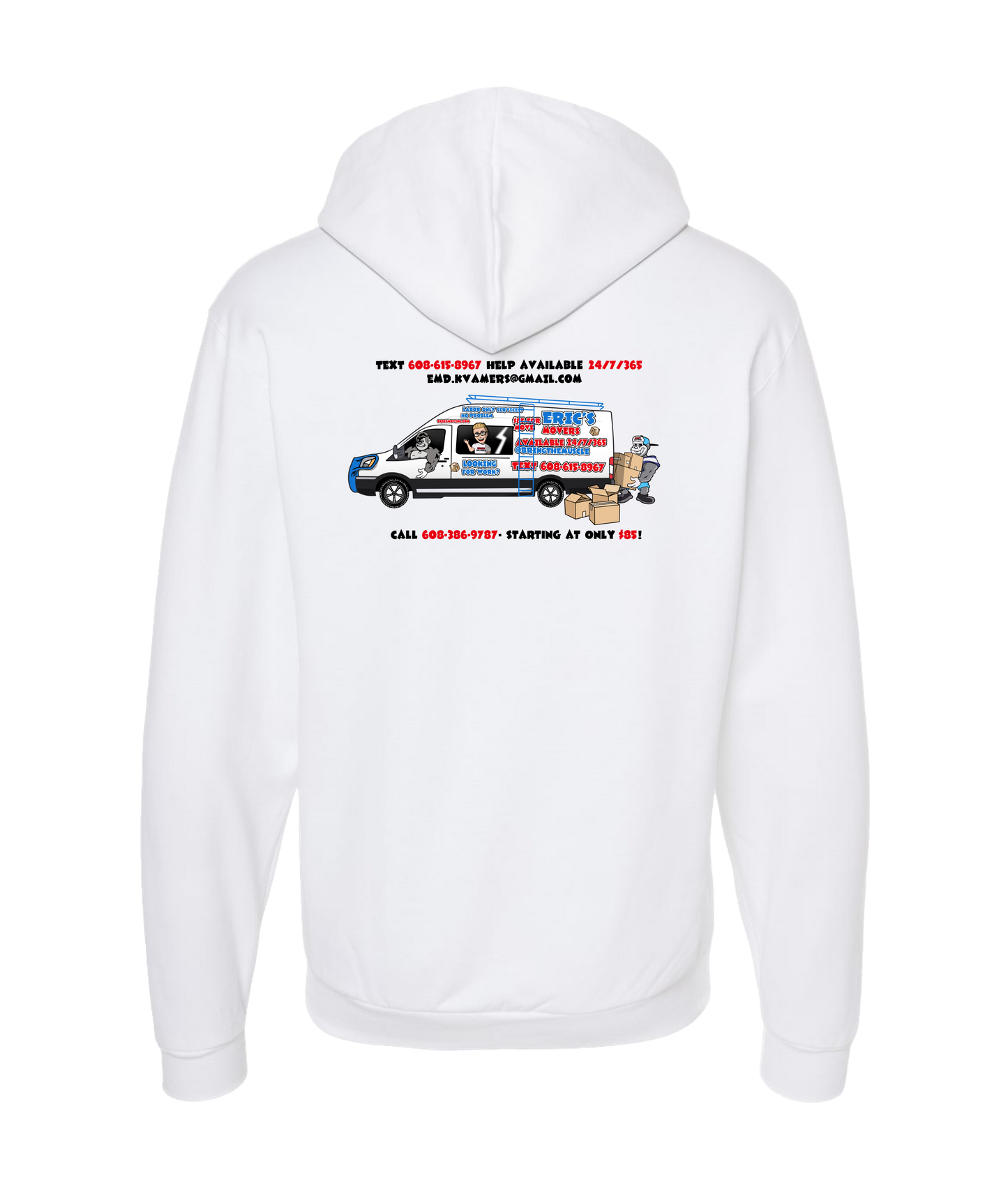 Eric's Movers - Moving Van - White Zip Up Hoodie