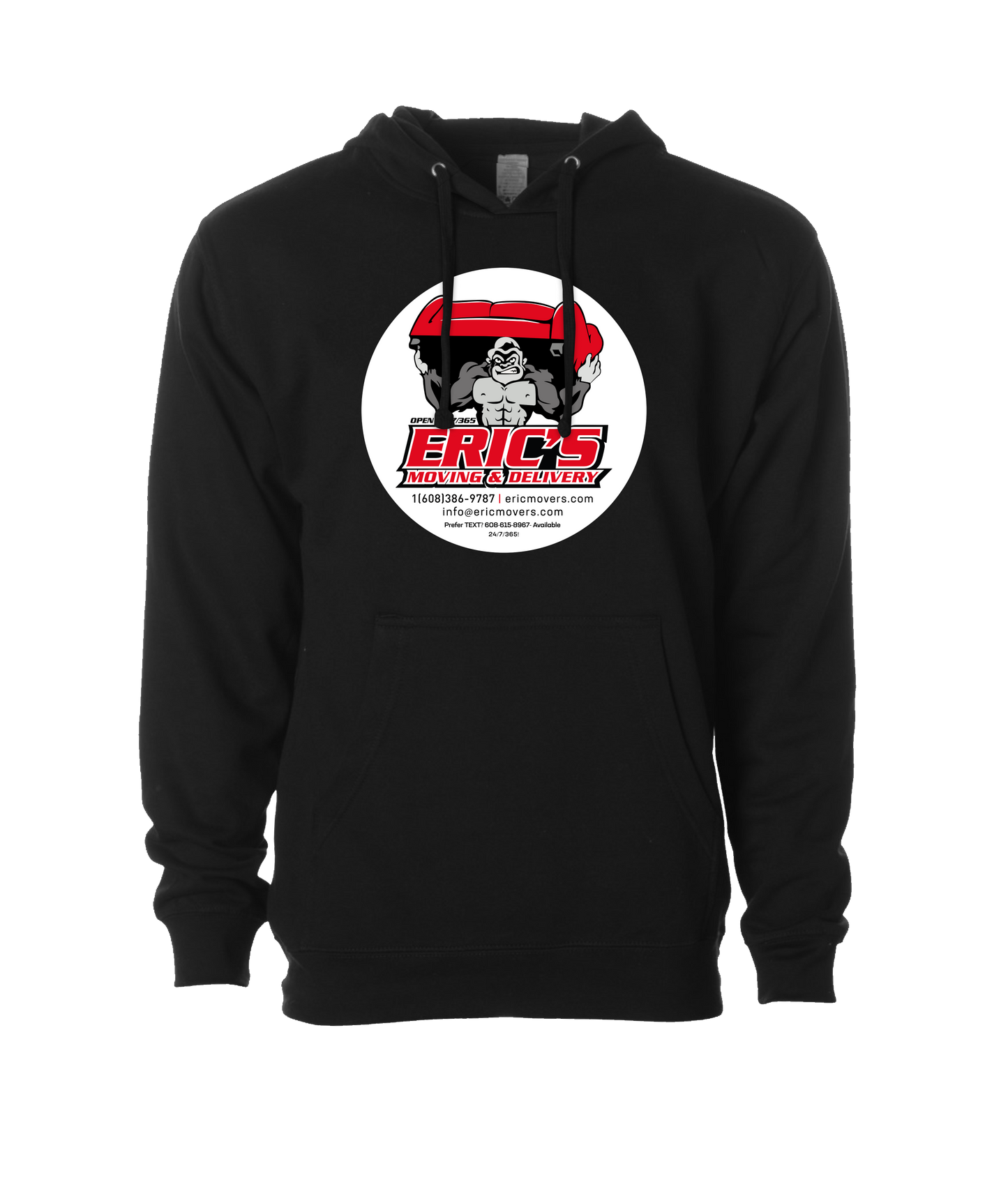 Eric's Movers - Couch Lift - Black Hoodie